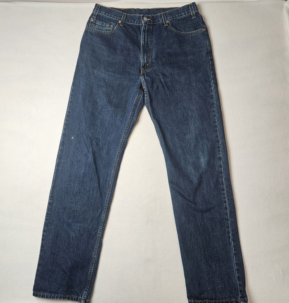 Vintage Levi’s 505 Blue Denim Jeans Pants 36x34 Dark Wash 90s Y2K